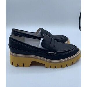 Anthropologie Oncept Heeled Loafers Black Yellow Womens US 8 Boho Hipster NWOB